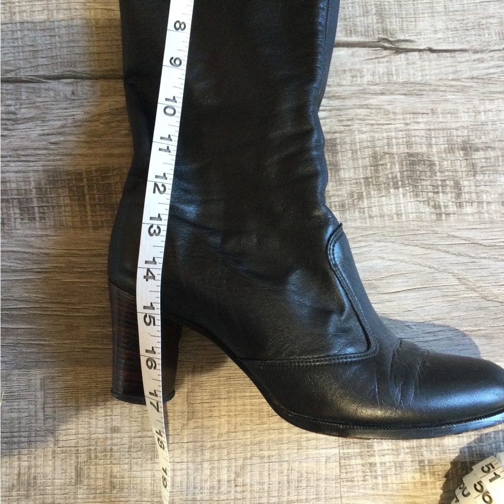 Vintage black leather tall boots - Picture 16 of 16